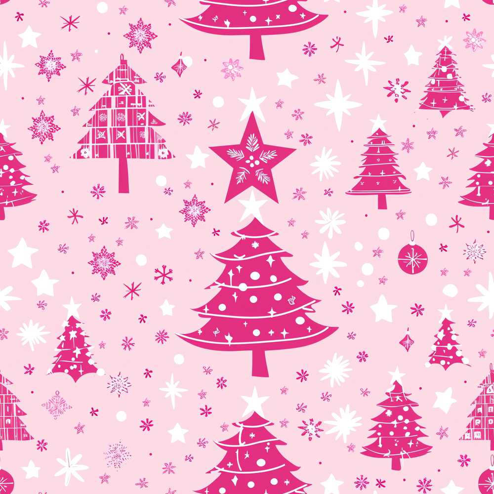 Pink Christmas Tree Snowflake Star Winter Festive Holiday