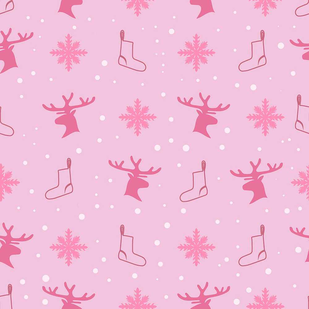 Cute Reindeer Snowflake Christmas Stocking Pink Festive Holiday