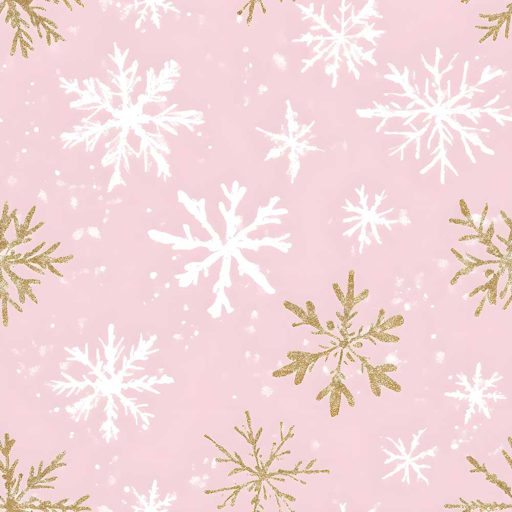 Soft White Snowflake Pink Background Festive Holiday Seasonal