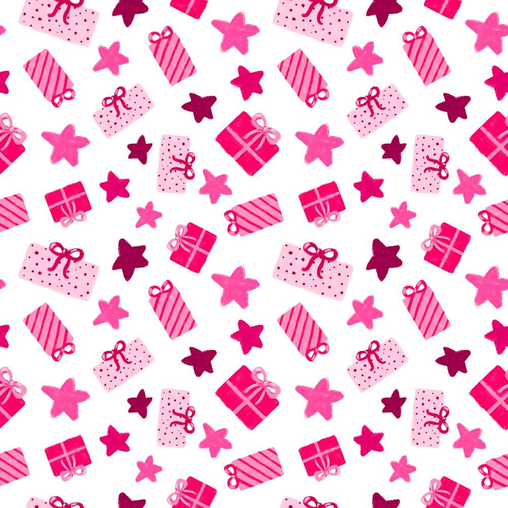 Cute Pink Gift Box Star Festive Decorative Repeat