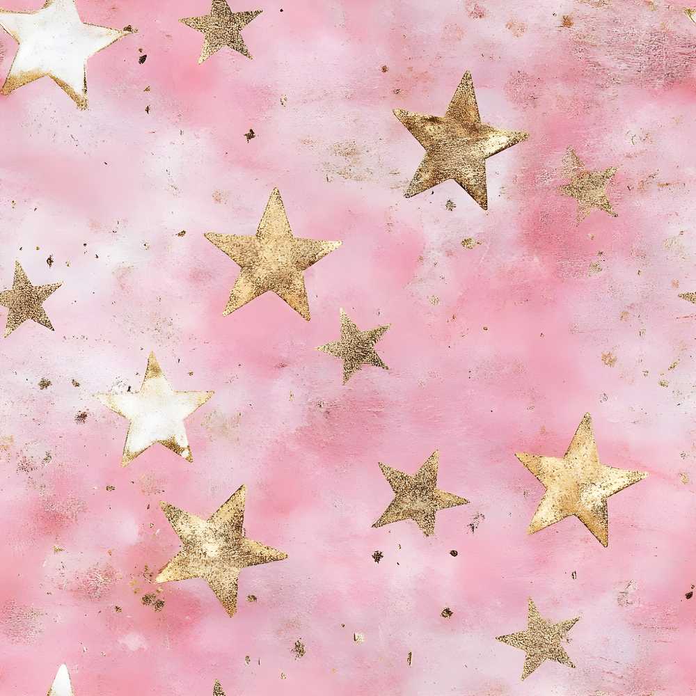 Elegant Gold Star Pink Watercolor Background Decorative Repeat
