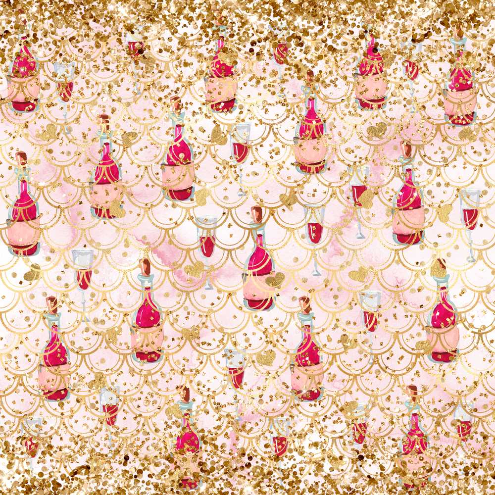 Luxury Champagne Bottle Gold Glitter Party Decorative Repeat