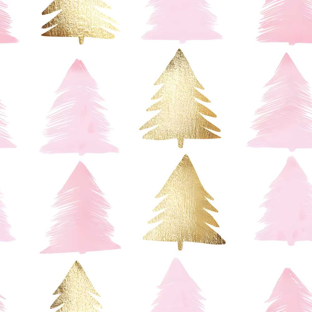 Minimal Gold Pink Christmas Tree Festive Holiday Seasonal