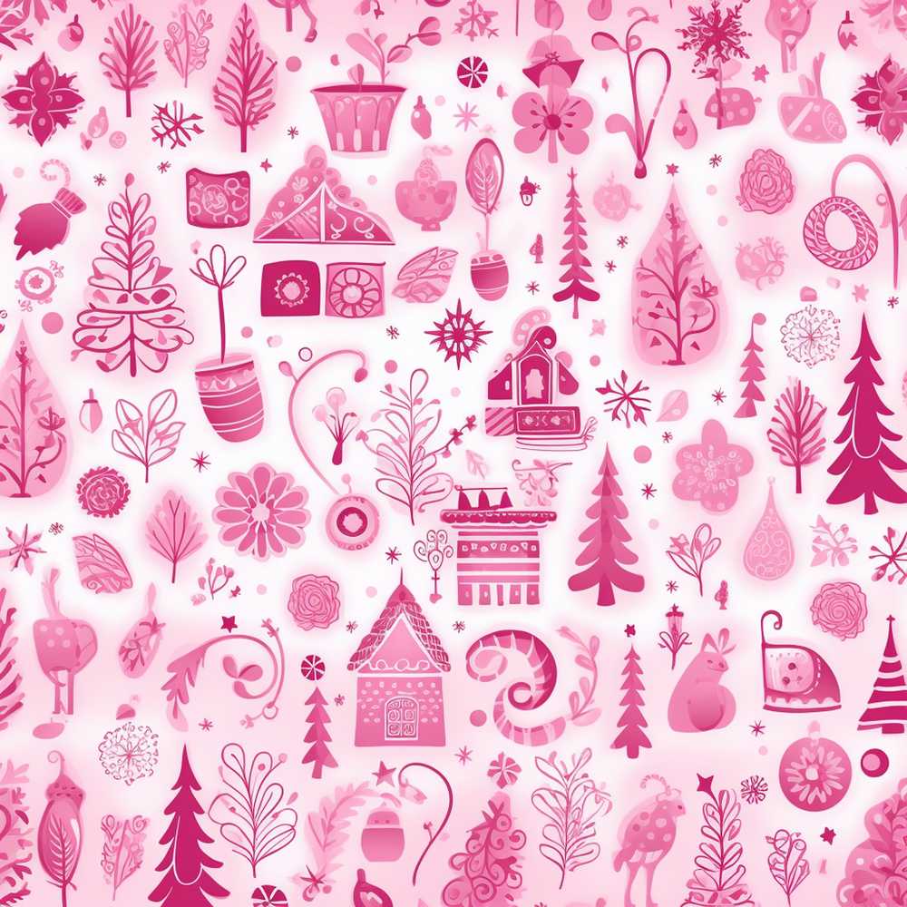 Cute Pink Folk Art Christmas Festive Holiday Seasonal