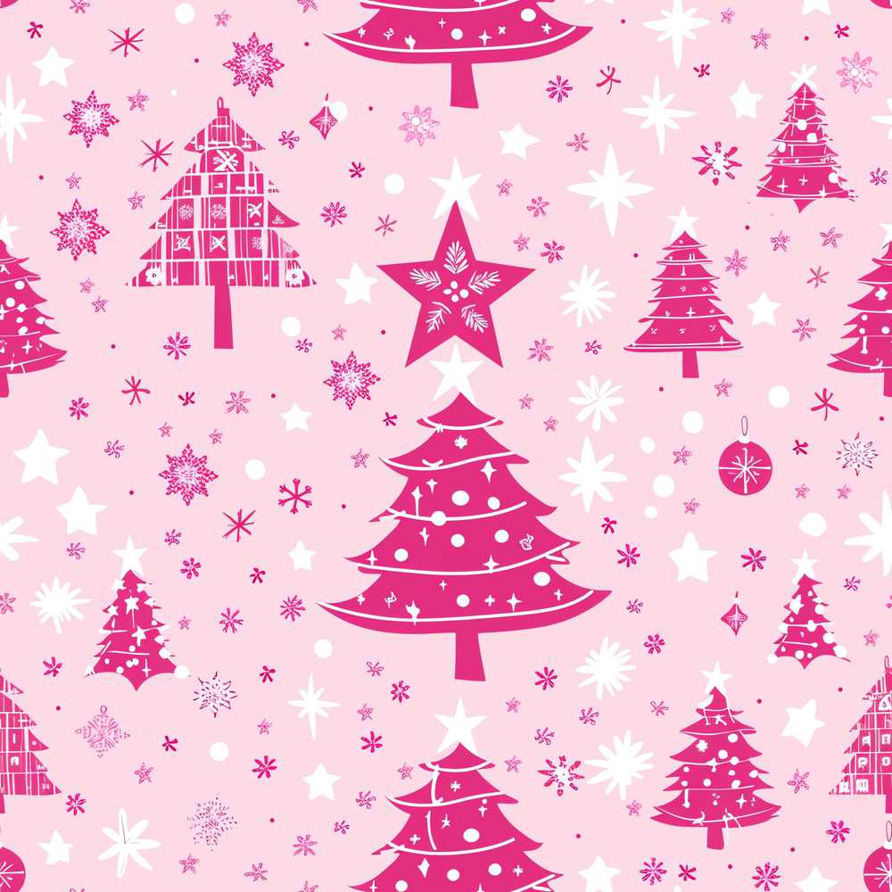 Pink Christmas Tree Snowflake Star Festive Holiday Seasonal