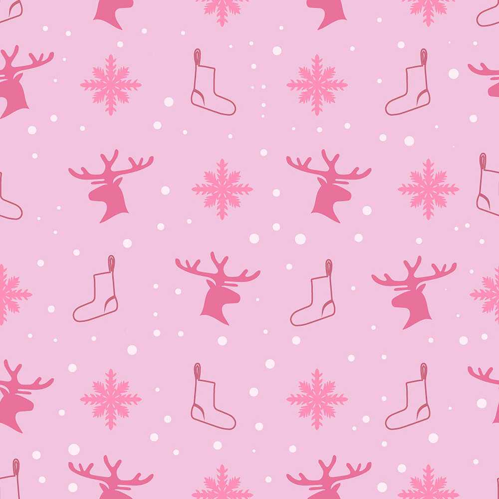 Cute Reindeer Snowflake Stocking Pink Festive Holiday Seasonal