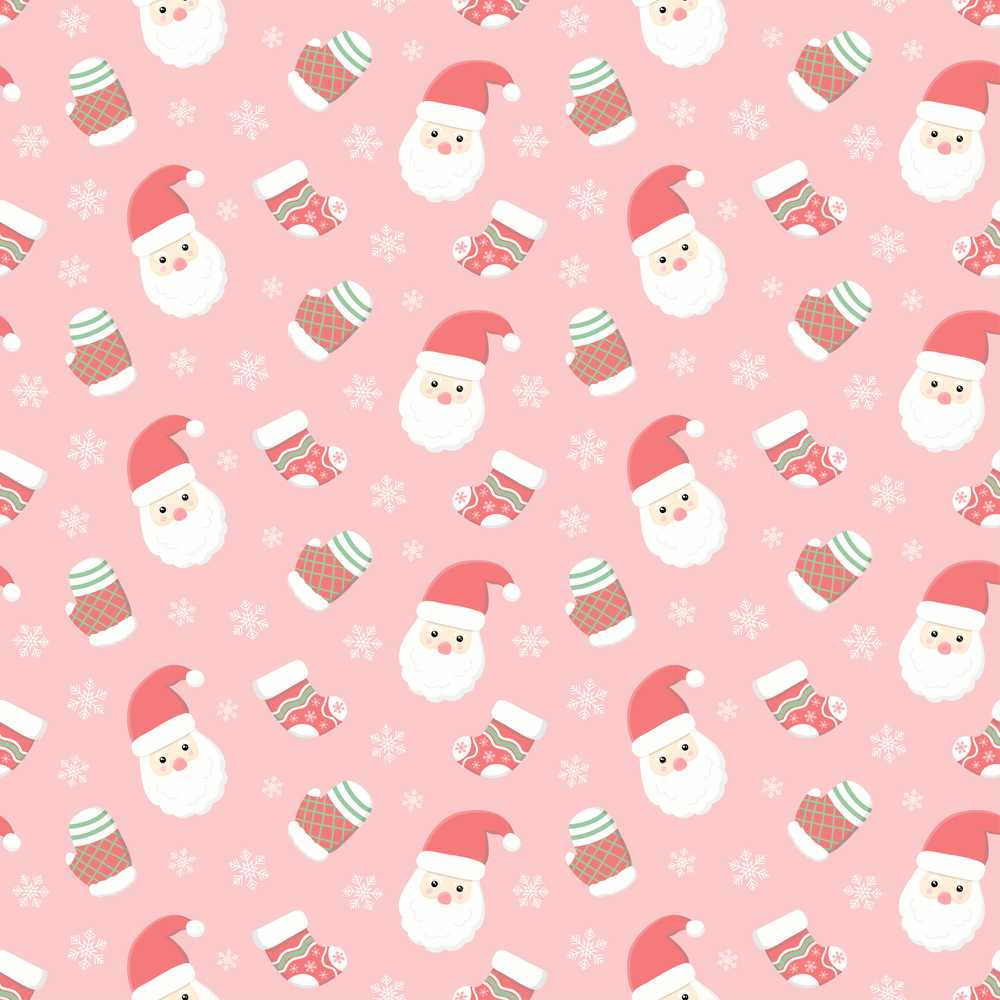 Cute Santa Face Mittens Snowflake Festive Holiday Seasonal