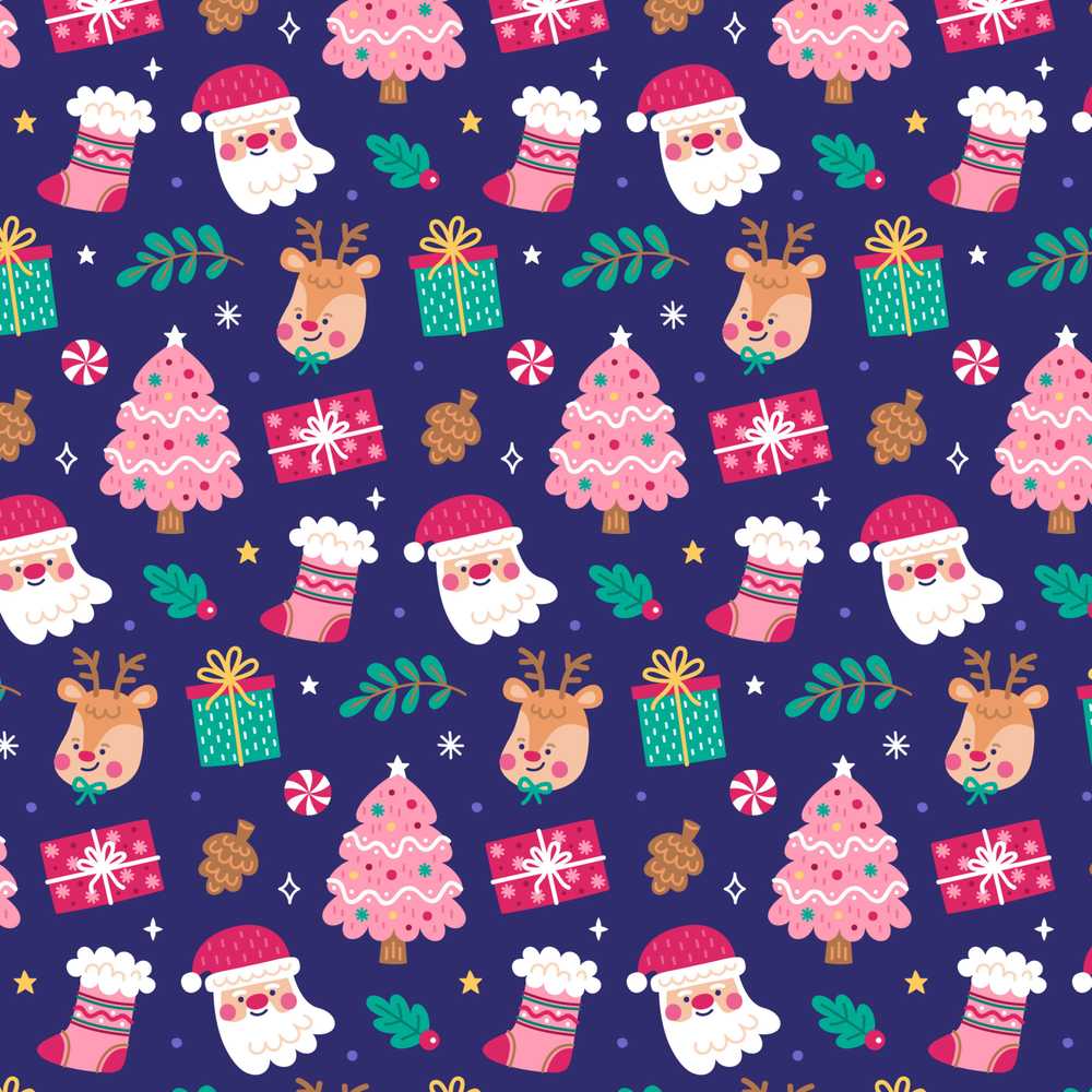 Cute Santa Reindeer Christmas Tree Gift Festive Holiday