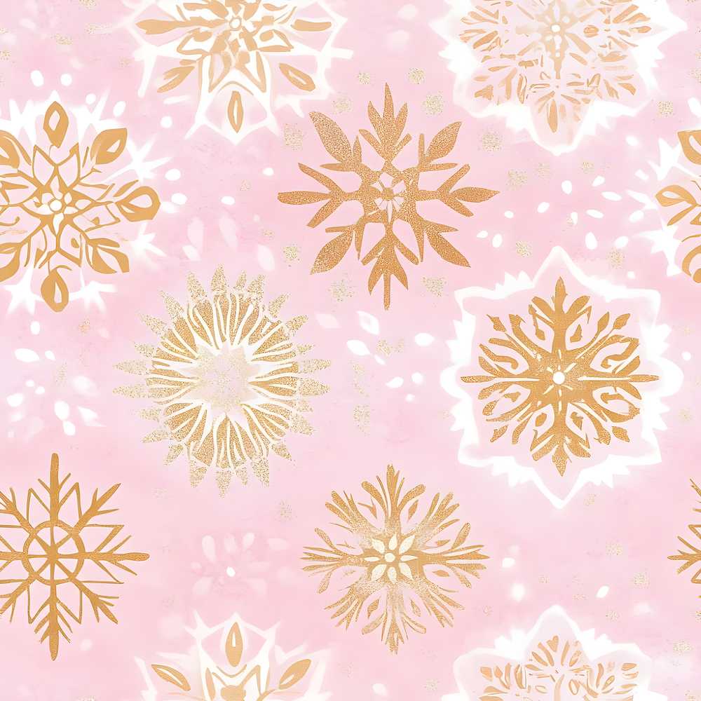Elegant Gold Snowflake Soft Pink Festive Holiday Seasonal