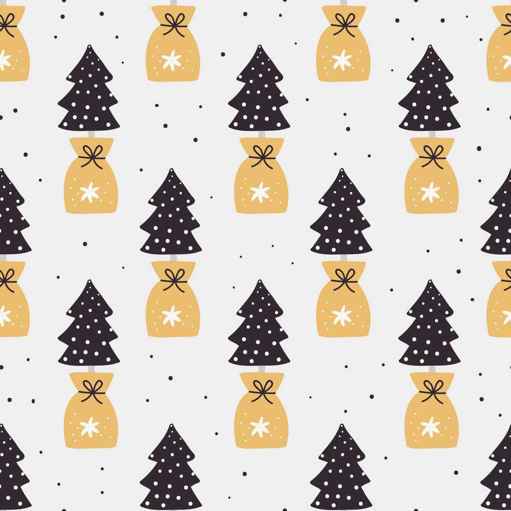 Black Christmas Trees and Gift Bags Modern Holiday
