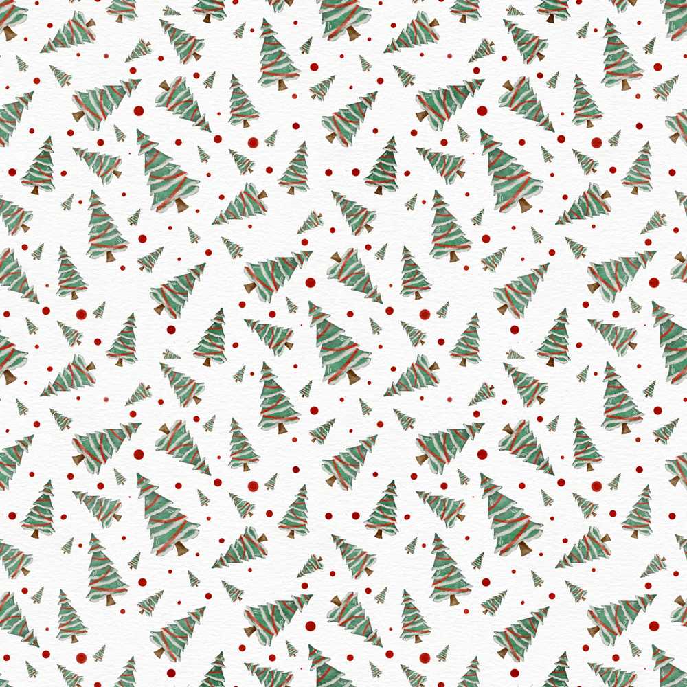 Watercolor Christmas Trees with Red Snow Dots Background