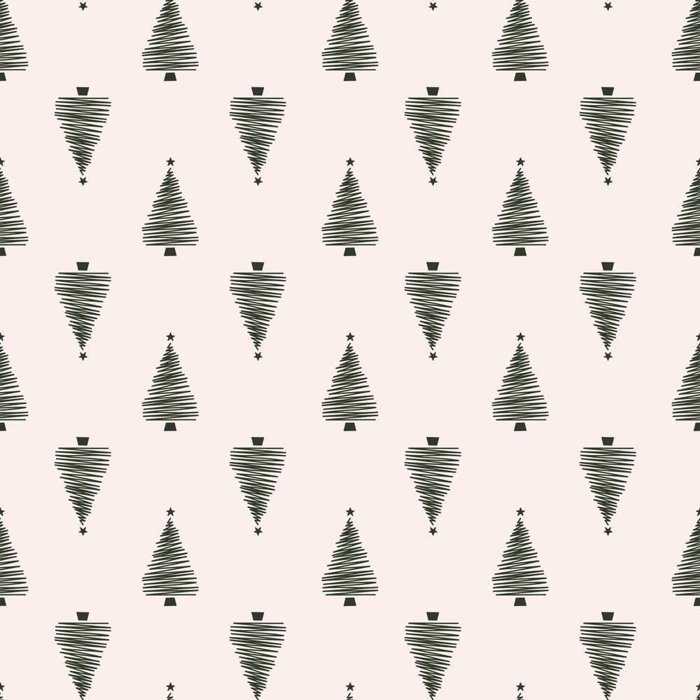 Minimal Line Christmas Trees Modern Scandinavian Festive Holiday