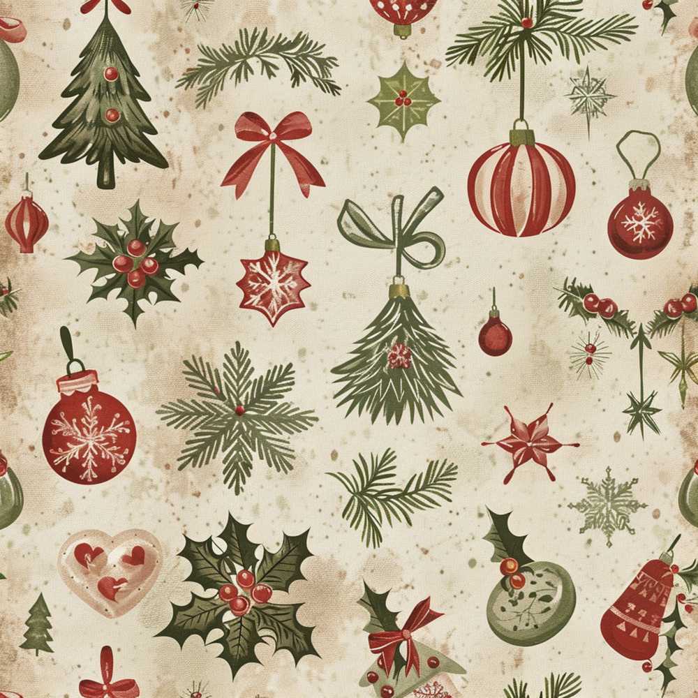 Classic Christmas Ornaments Pine Branches and Bows Traditional Holiday
