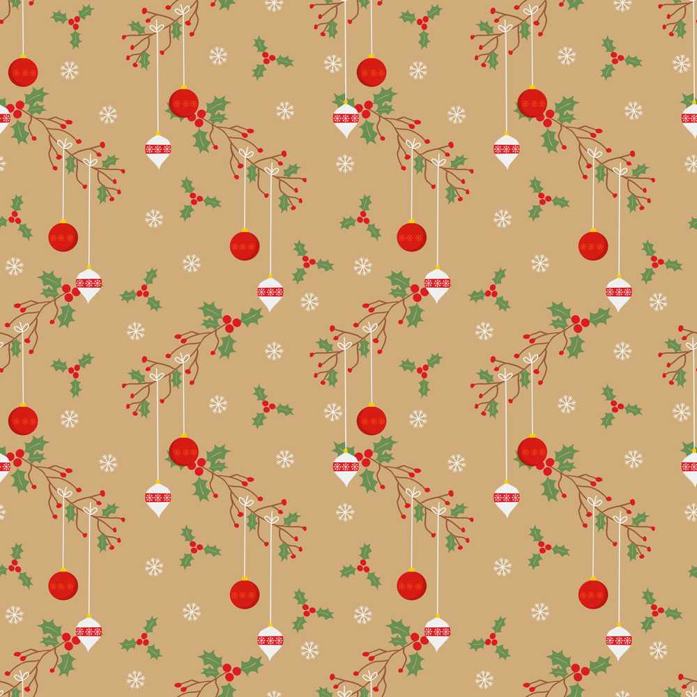 Christmas Hanging Baubles Holly Branches Festive Holiday Seasonal