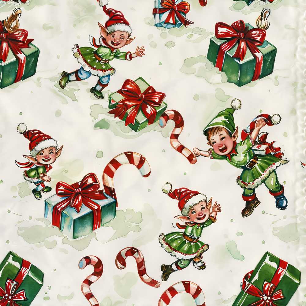 Playful Christmas Elves Gifts Candy Cane Festive Holiday