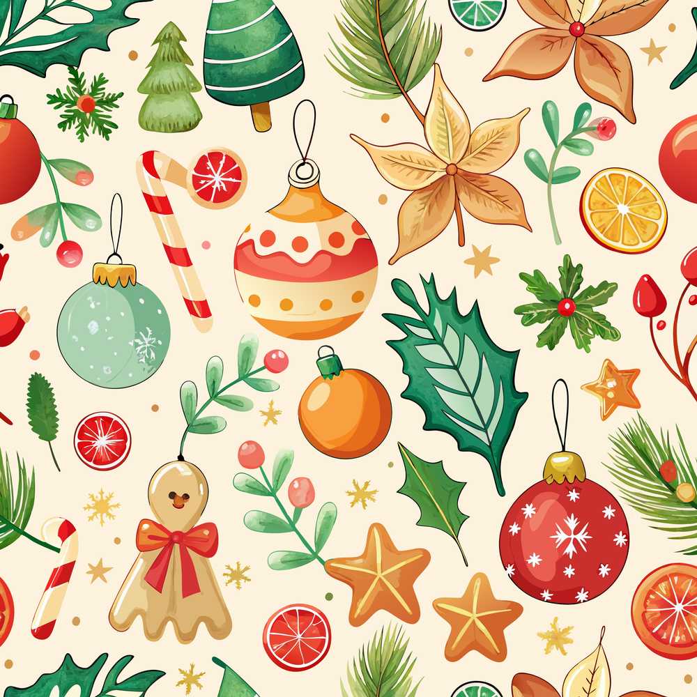 Cute Christmas Ornaments Candy Cane Citrus Leaves Festive Wildflower