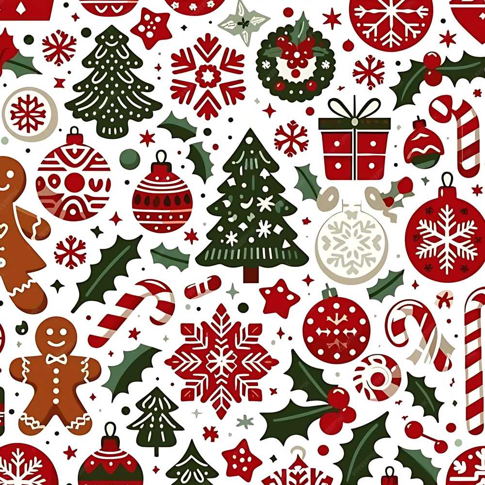 Cute Christmas Tree Snowflake Baubles Festive Holiday Seasonal