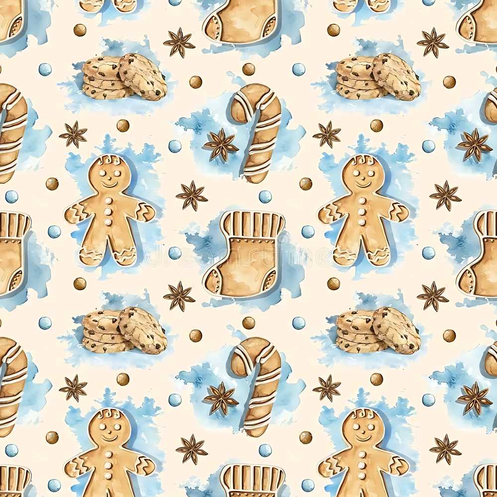 Watercolor Gingerbread Man Cookies Candy Cane Sweet Illustration