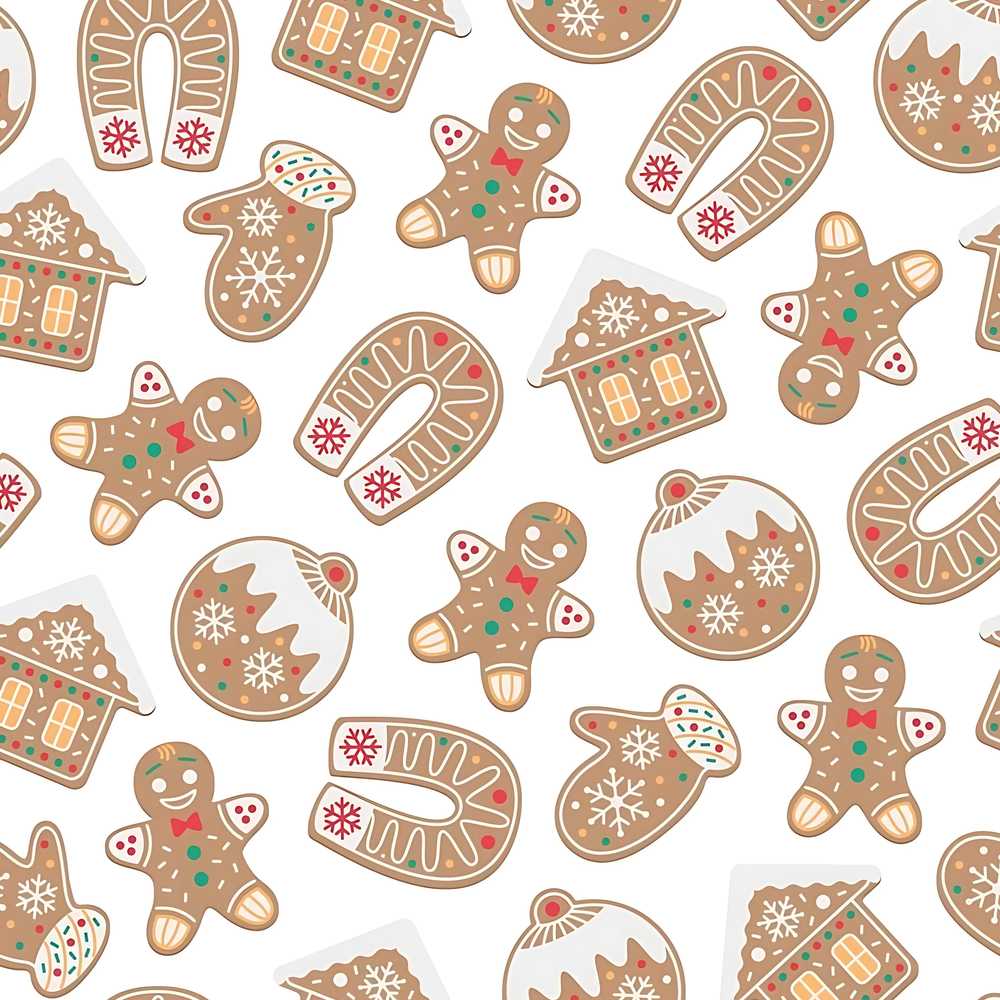 Cute Gingerbread Cookies Mittens Houses Decorative Repeat Pattern