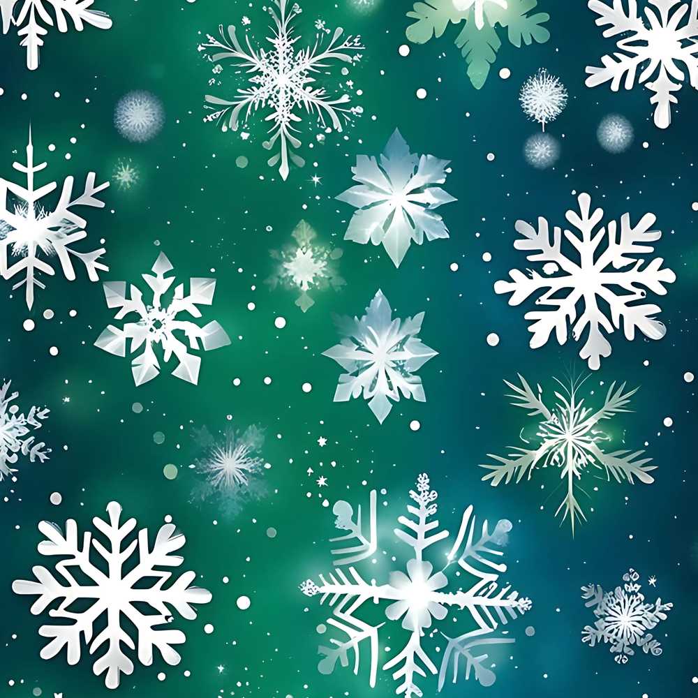 Elegant Blue Green Snowflake Winter Festive Holiday Seasonal