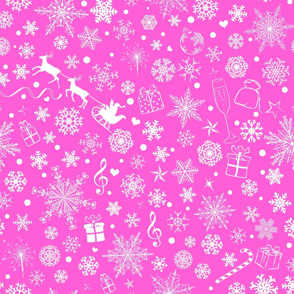 Festive Pink Christmas Snowflakes Reindeer Holiday Seasonal Pattern