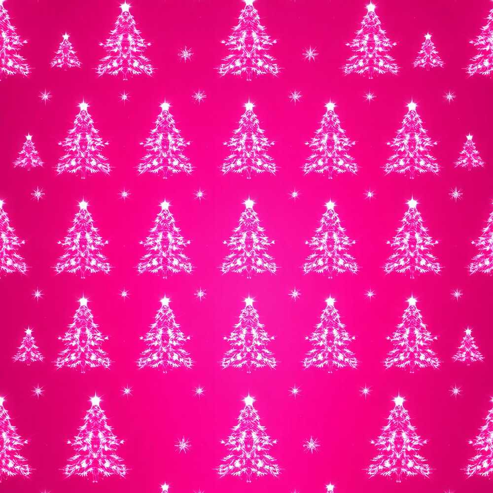 Bright Pink Christmas Trees Star Glow Festive Holiday