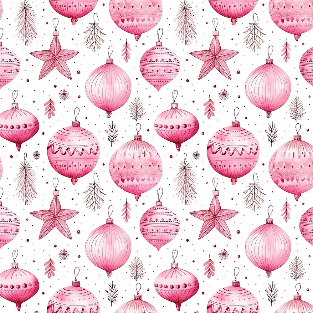 Stylish Pink Baubles Stars Holiday Decoration Festive Seasonal