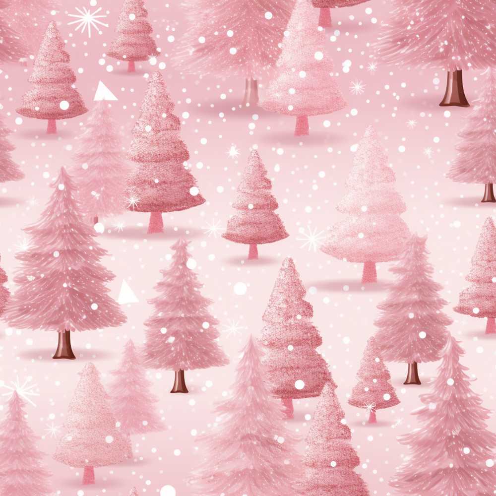 Soft Pink Snowy Christmas Trees Winter Wonderland Festive