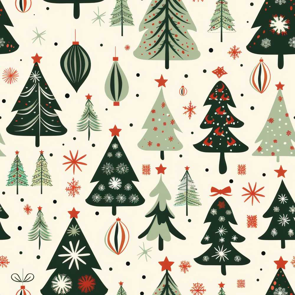 Modern Christmas Trees Ornaments Stars Festive Holiday Seasonal
