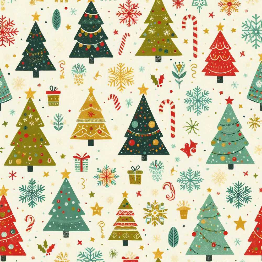 Cute Christmas Trees Candy Canes Snowflakes Festive Holiday