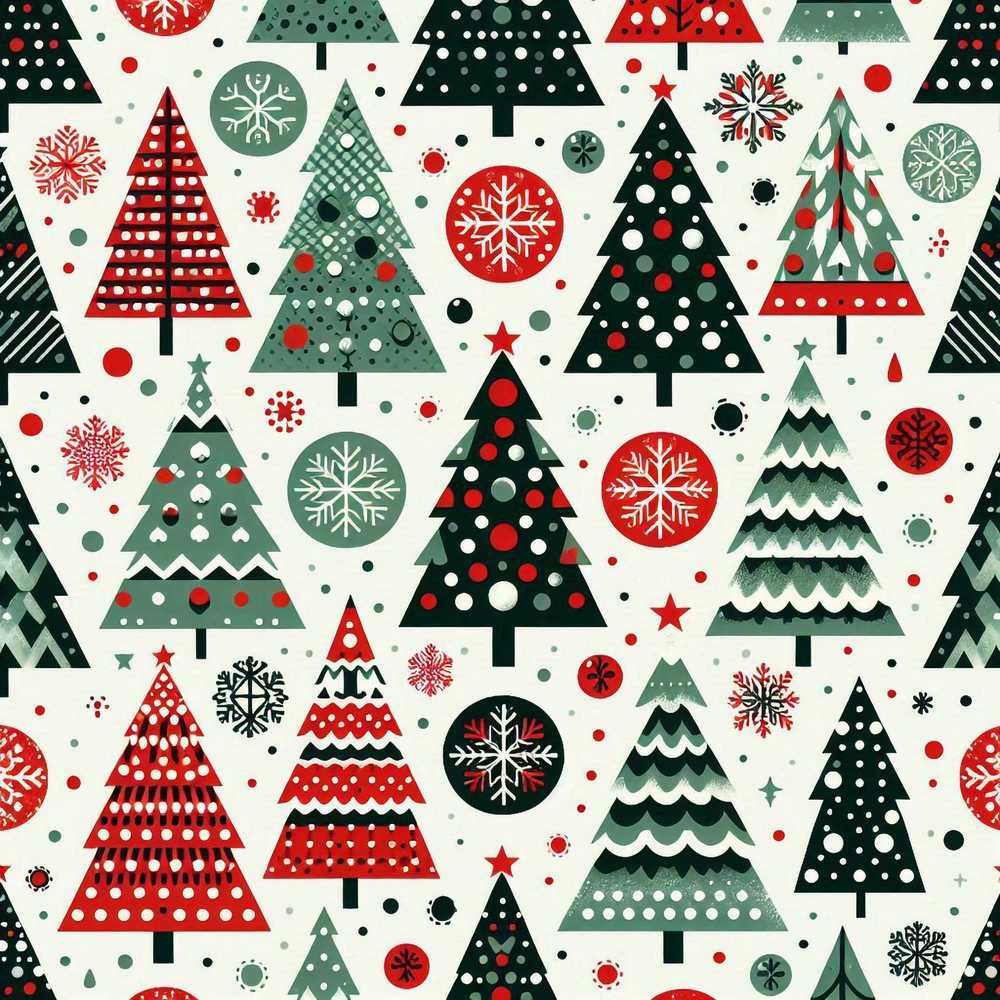 Minimal Christmas Trees and Snowflake Shapes in Red Green Style