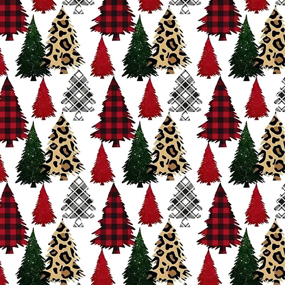 Leopard Plaid and Festive Christmas Trees Modern Holiday