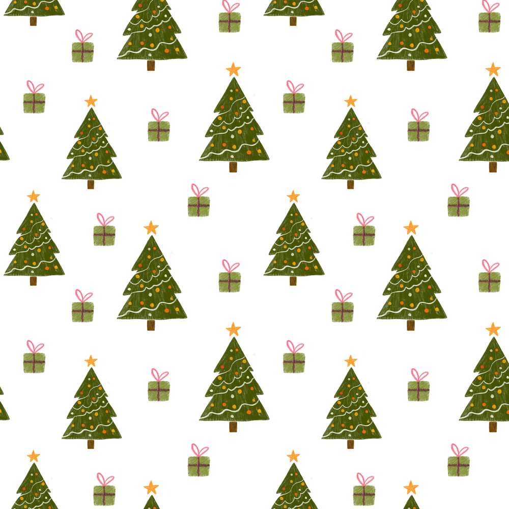 Minimal Christmas Trees with Small Gifts Cute Holiday