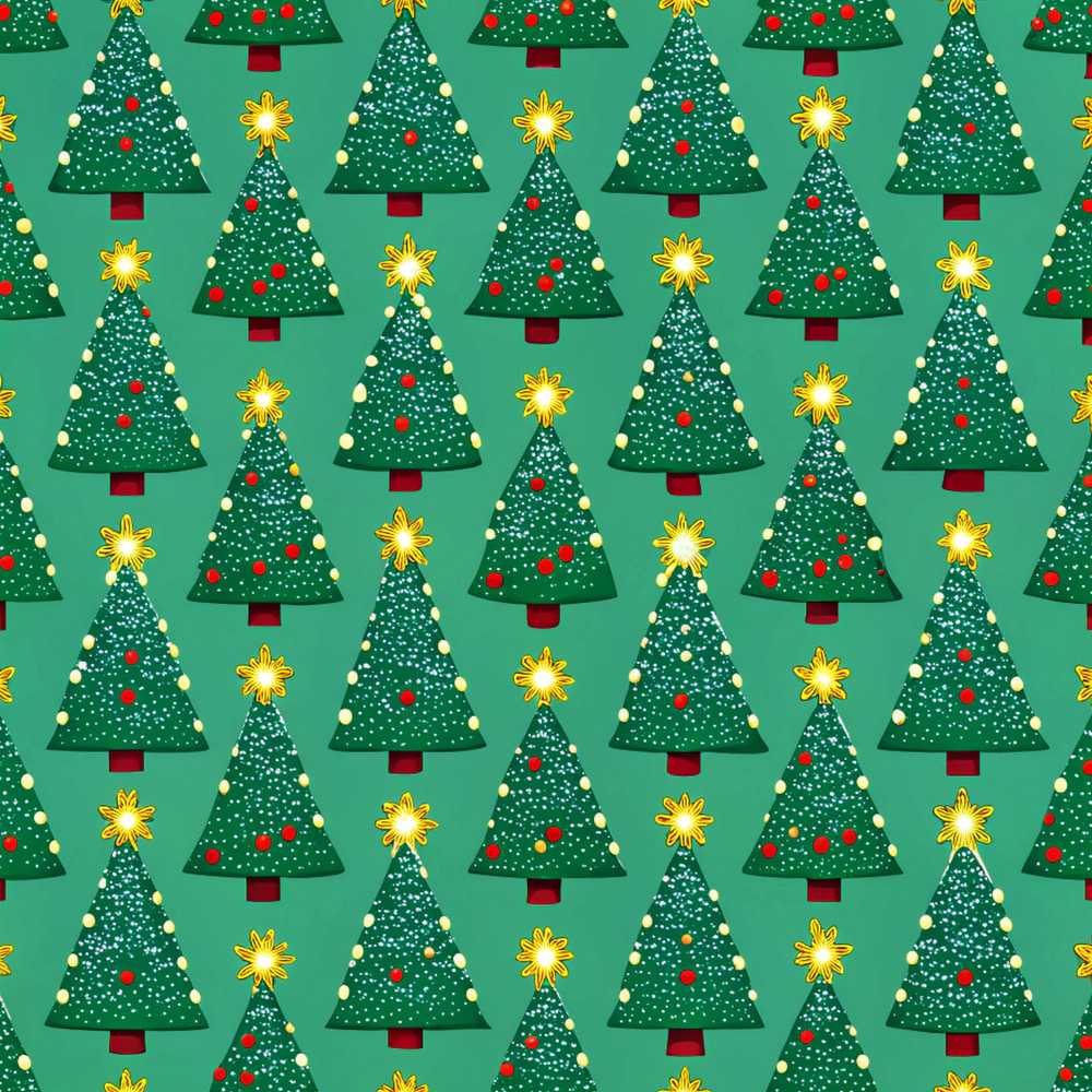 Festive Christmas Trees with Golden Star Toppers and Snow Dots