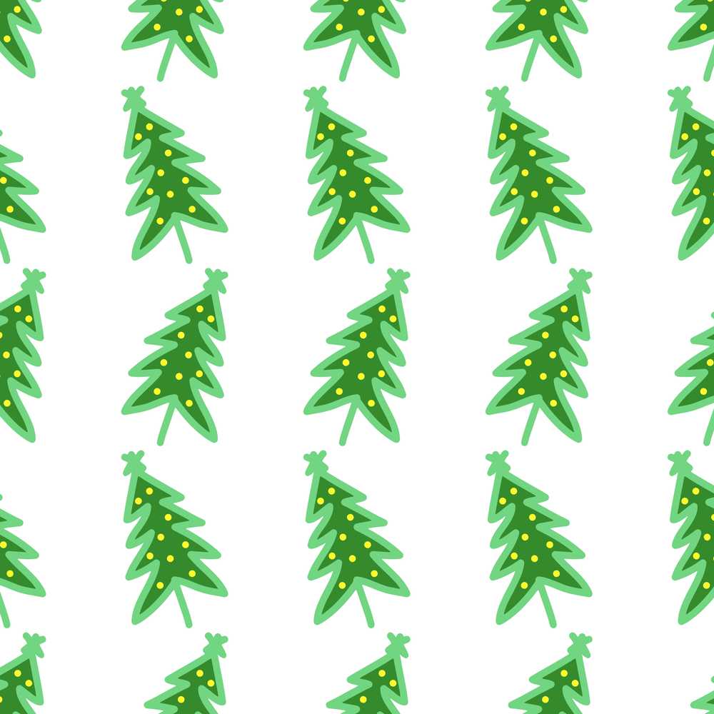 Simple Green Christmas Trees with Yellow Lights Minimal