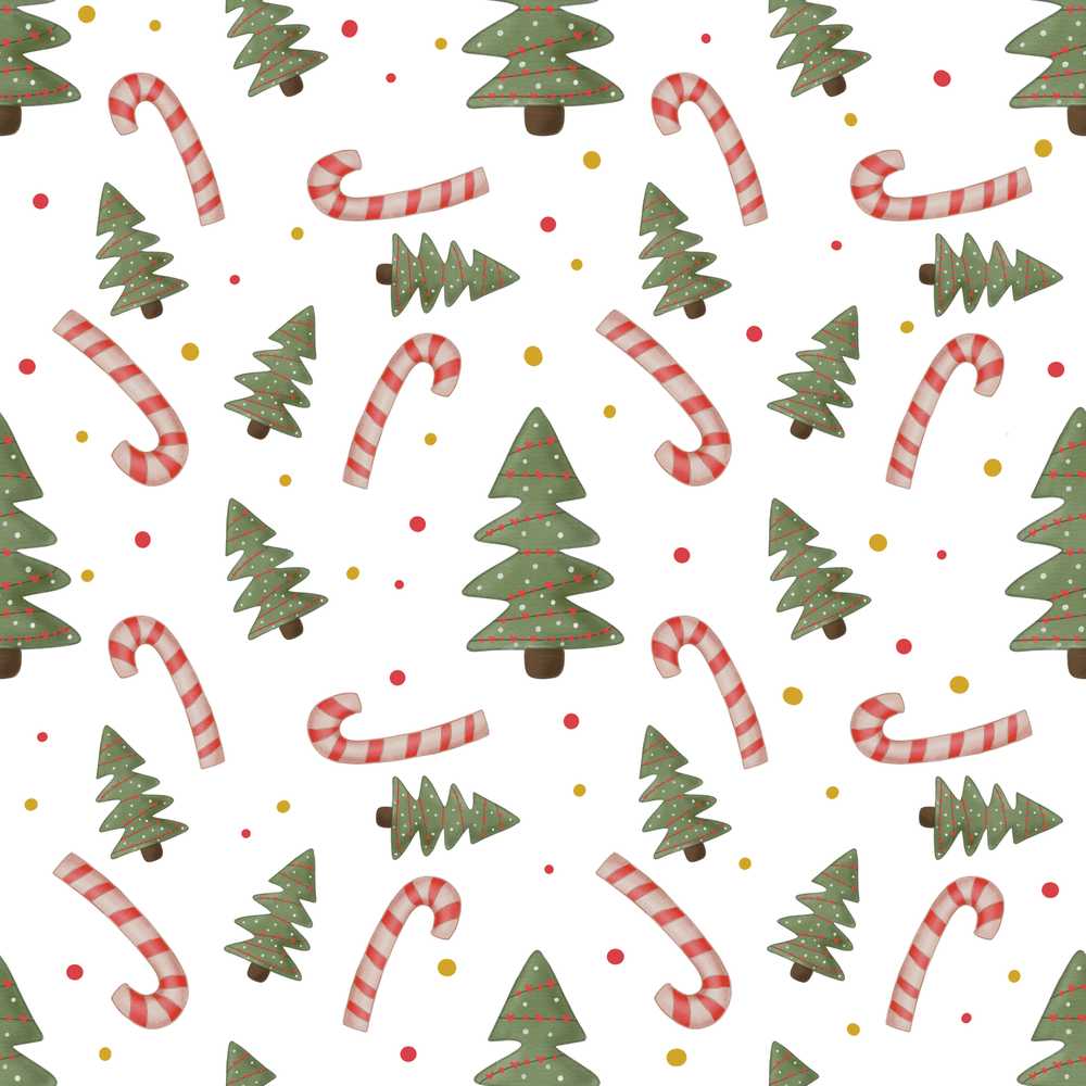 Festive Christmas Trees with Candy Canes and Dots