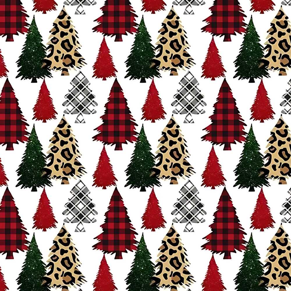 Trendy Christmas Trees in Plaid and Leopard Print