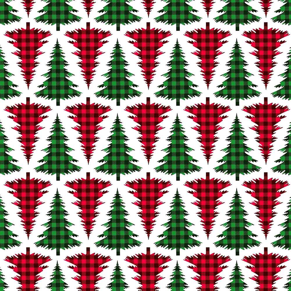 Buffalo Plaid Christmas Trees in Red and Green Rustic