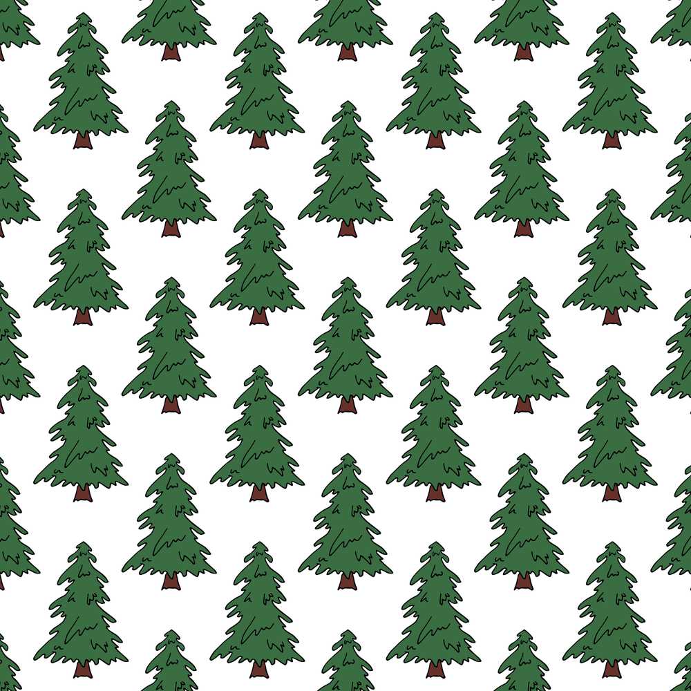 Simple Hand Drawn Green Christmas Trees Minimal Festive