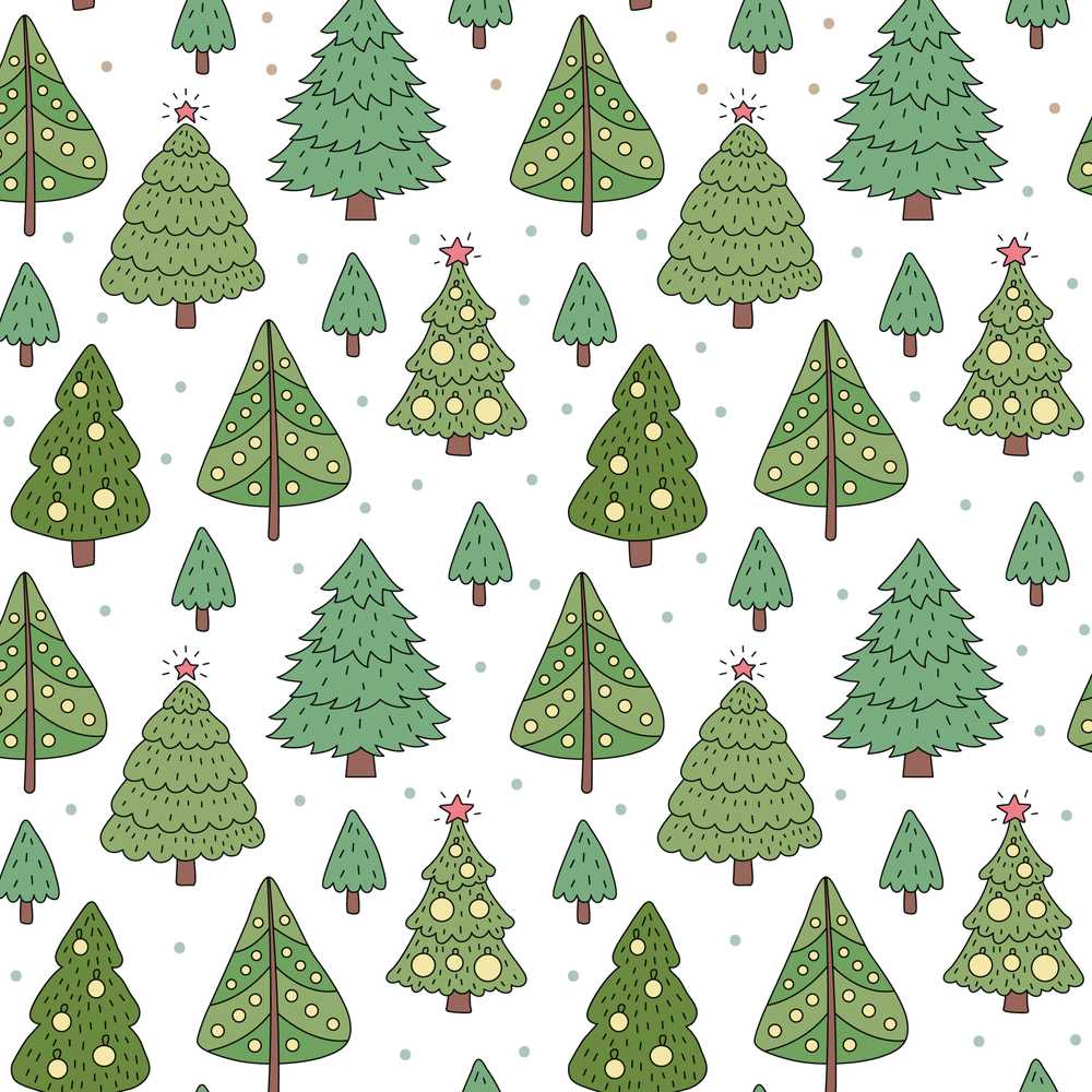 Scandinavian Style Christmas Trees with Ornaments Cute Festive