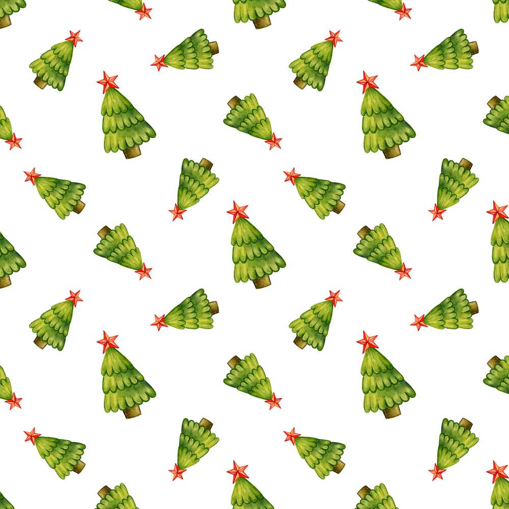 Watercolor Christmas Trees with Red Star Tossed Layout