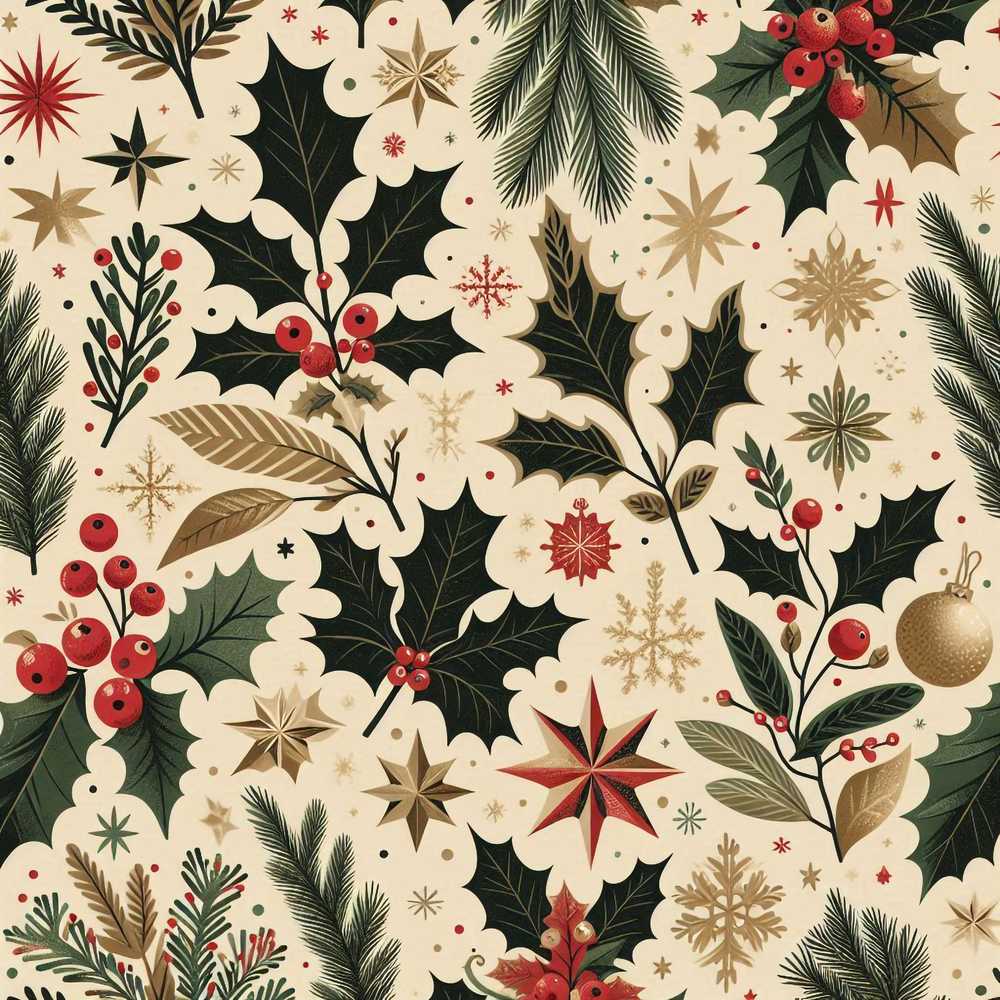 Festive Christmas Collage with Vintage Cards Bows and Seasonal Decor