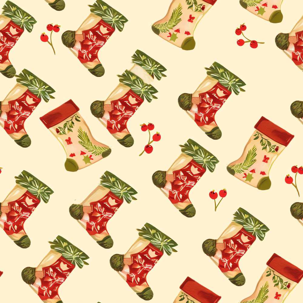 Festive Christmas Stockings Holly Berries and Holiday Decor