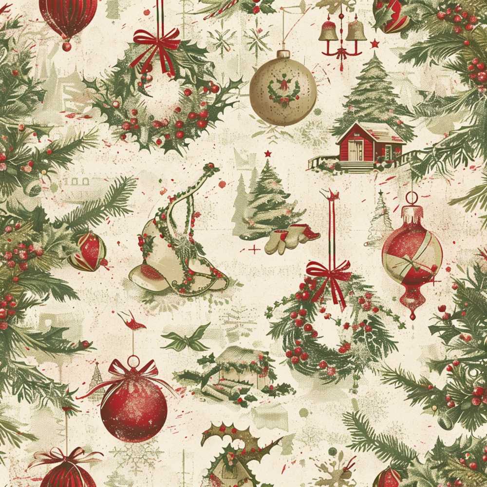 Vintage Christmas Wreaths Bells Pine Branches and Holiday Decor