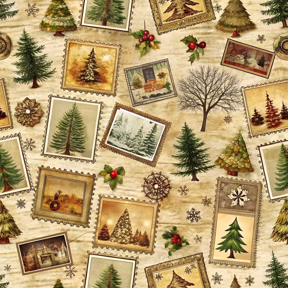 Vintage Framed Winter Landscapes Christmas Trees and Rustic Holiday Art