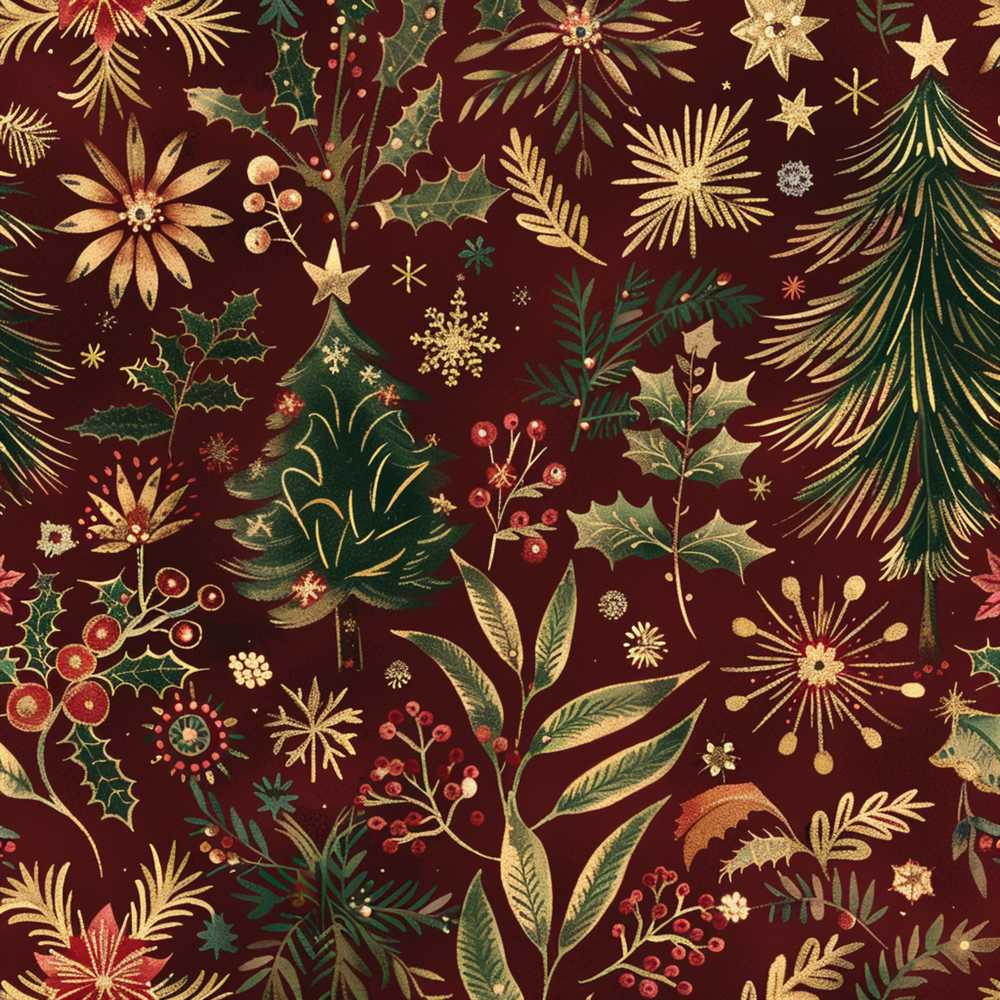 Elegant Christmas Botanical Leaves Pine Branches and Festive Holiday
