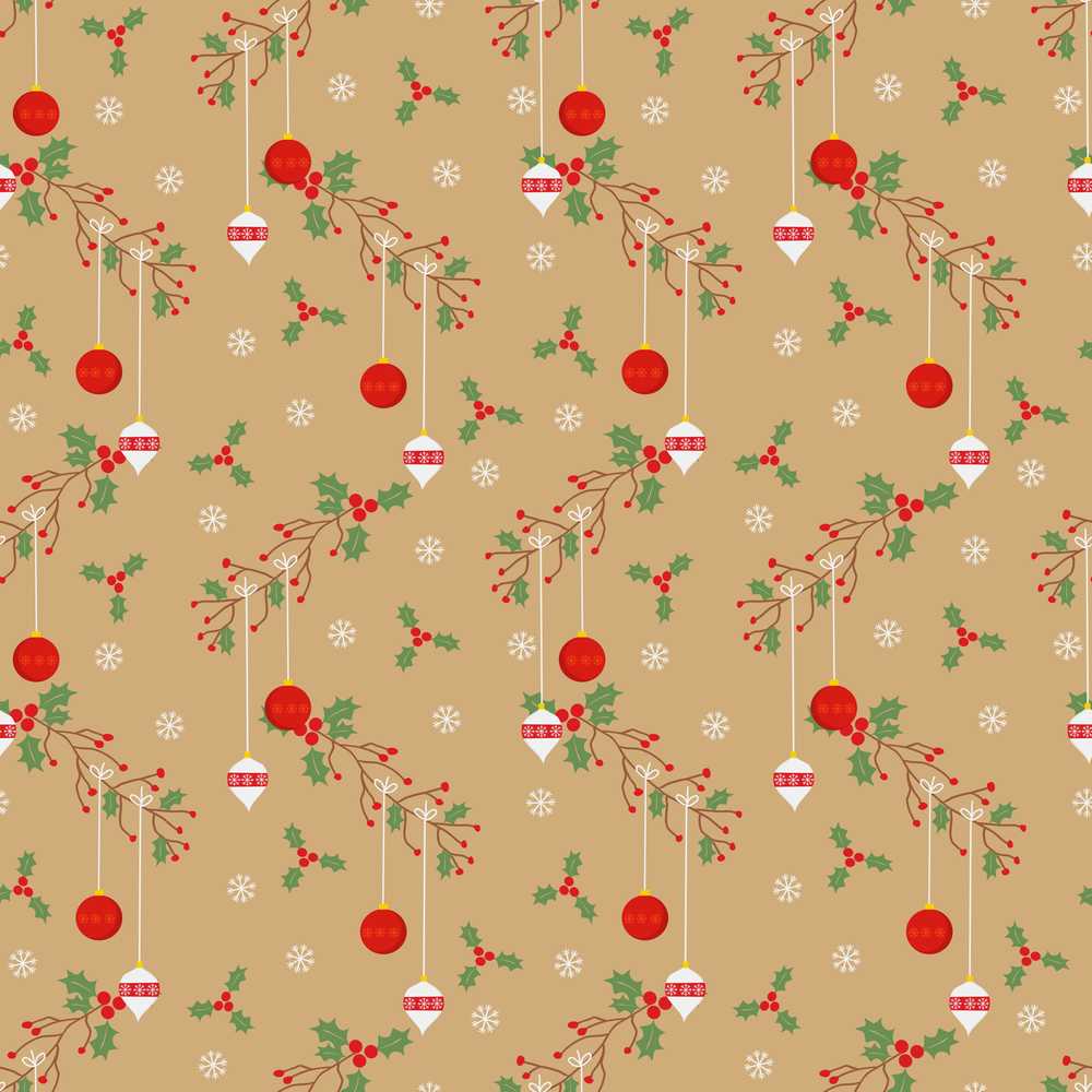 Minimal Christmas Ornaments Hanging Baubles Holly Branches and Snowflakes
