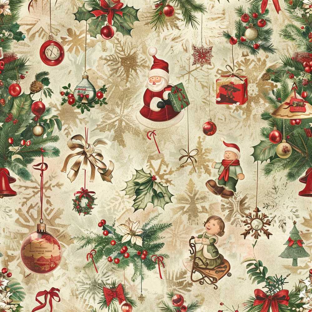 Whimsical Santa Claus Gifts Children and Hanging Ornaments Festive