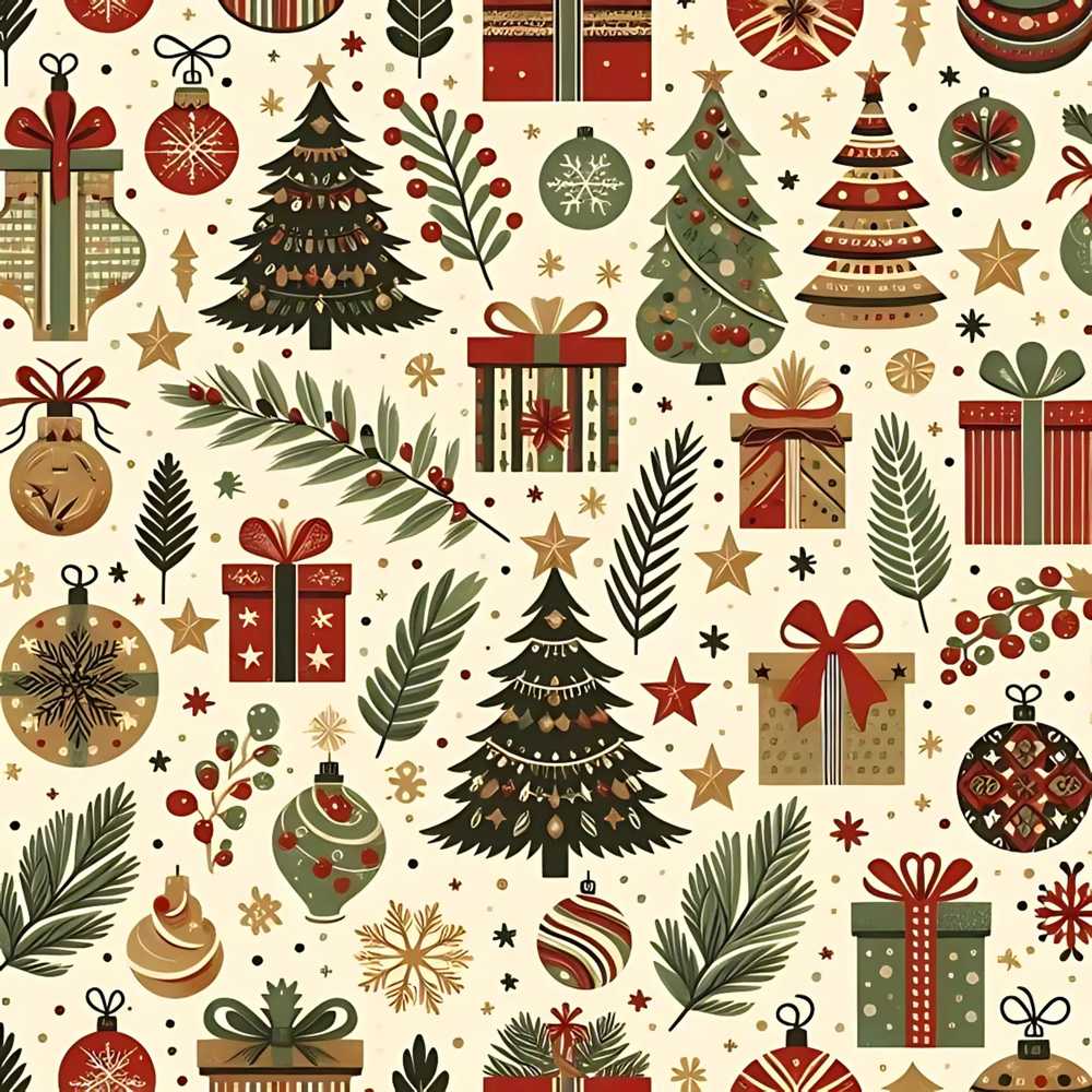 Scandinavian Christmas Trees Gifts Baubles Festive Holiday Seasonal