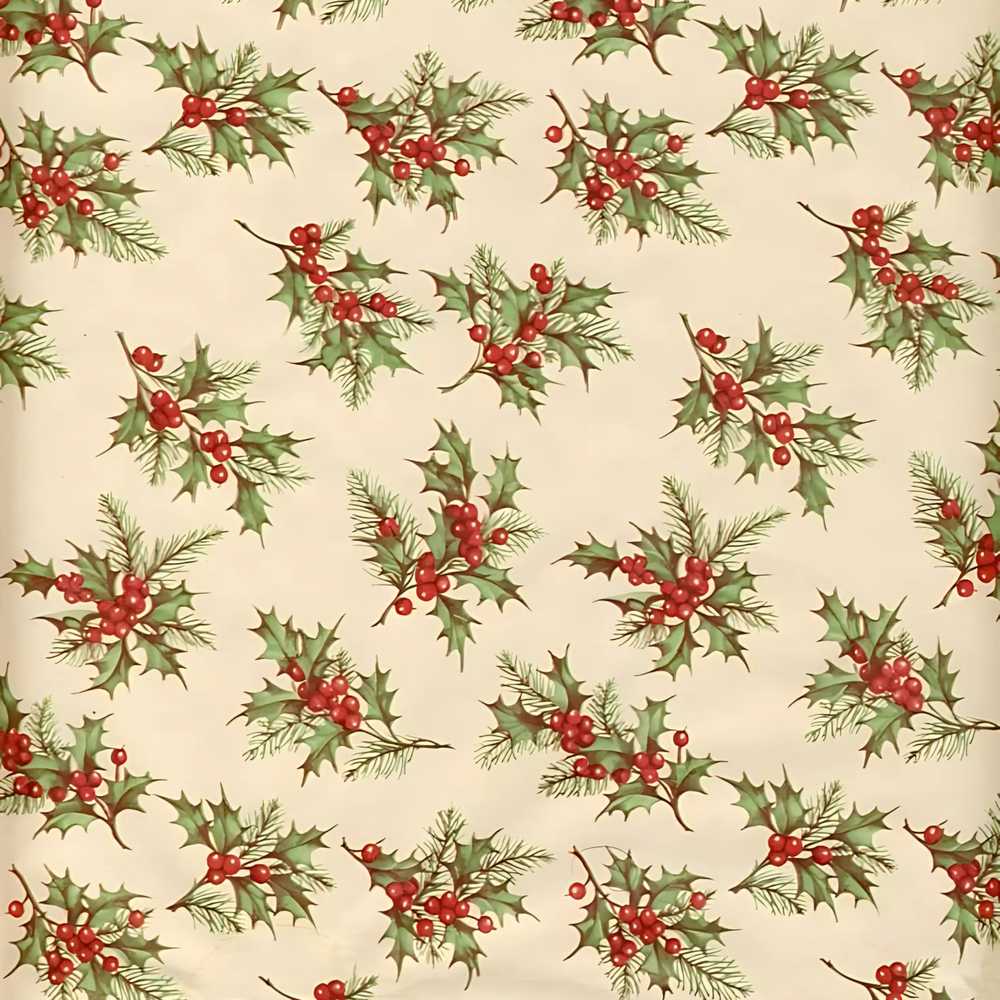Watercolor Holly Berries Green Leaves Minimal Wildflower Pattern Botanical